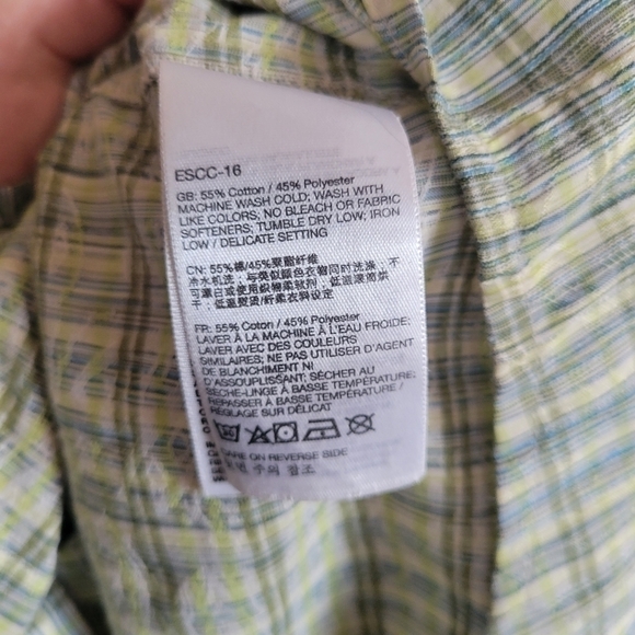 Exofficio Hiking Short Sleeve Button Down Blue Green Plaid Medium - Picture 10 of 10